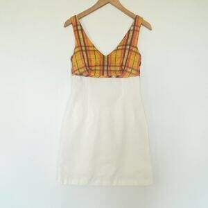 Trina Turk Vintage Orange Plaid & White Dress